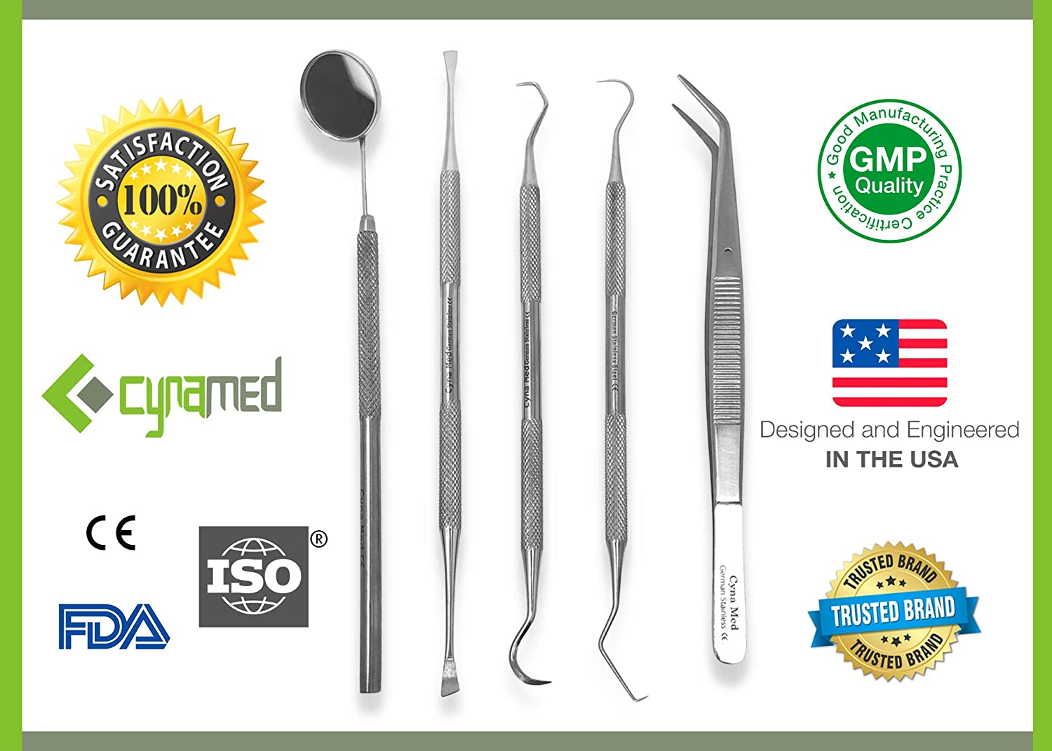 Cynamed -Dental Tools Dental Pick Oral Care Kit, Stainless Steel Dental Hygiene Kit Set, Tooth Scrap