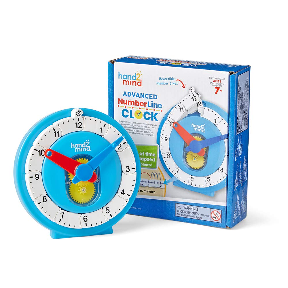hand2mind Advanced Numberline Learning Clock, Kids Clock Learning, Teaching Clock, Telling Time Teac