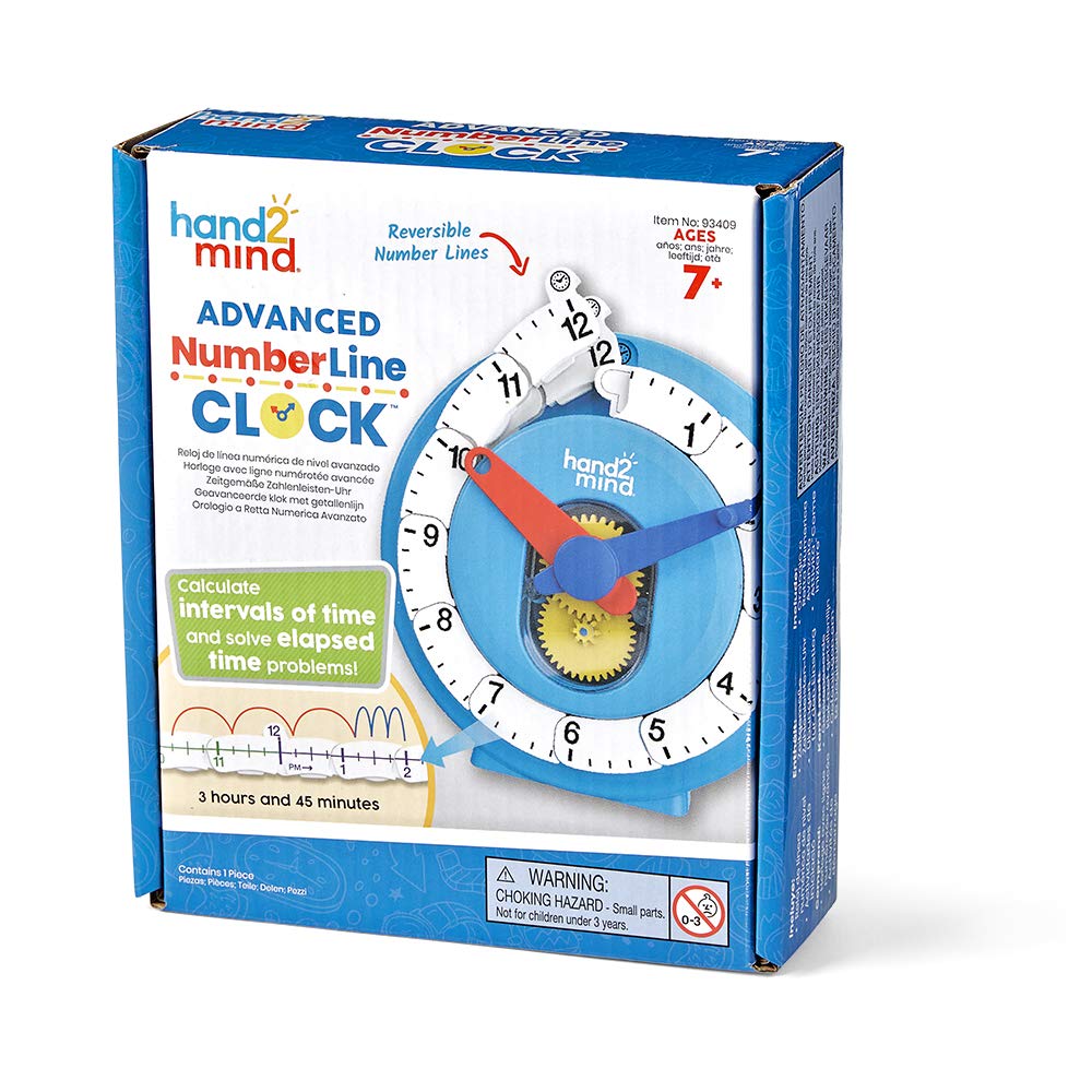 hand2mind Advanced Numberline Learning Clock, Kids Clock Learning