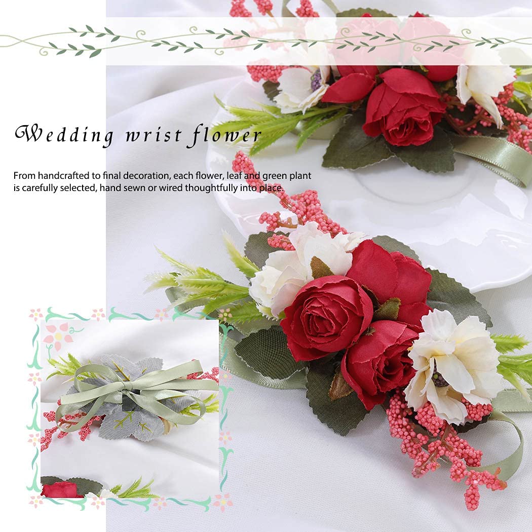 Campsis Wedding Wrist Flower Corsage Red Handmade Floarl Hand Flower Bride Bridal Artificial Wristle