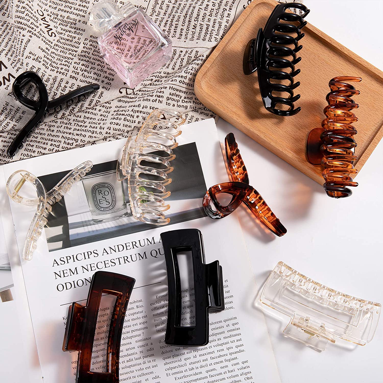 Whaline 9Pcs Large Hair Claw Clips 4.3Inch Hair Catch Clip Nonslip Jaw Clamp Clips Strong Hold Butte