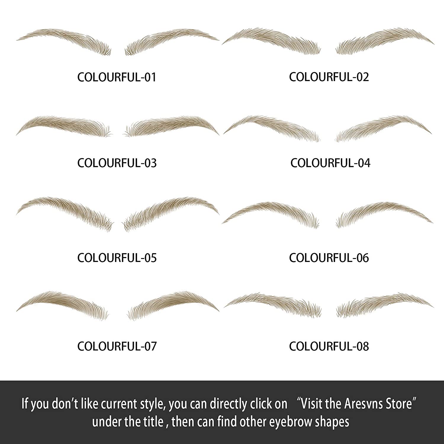 Aresvns 4D Eyebrow Tattoo 88 Pairs 4 Colors！Fake Eyebrows for Women,Multi Color Imitation Eyebrow 