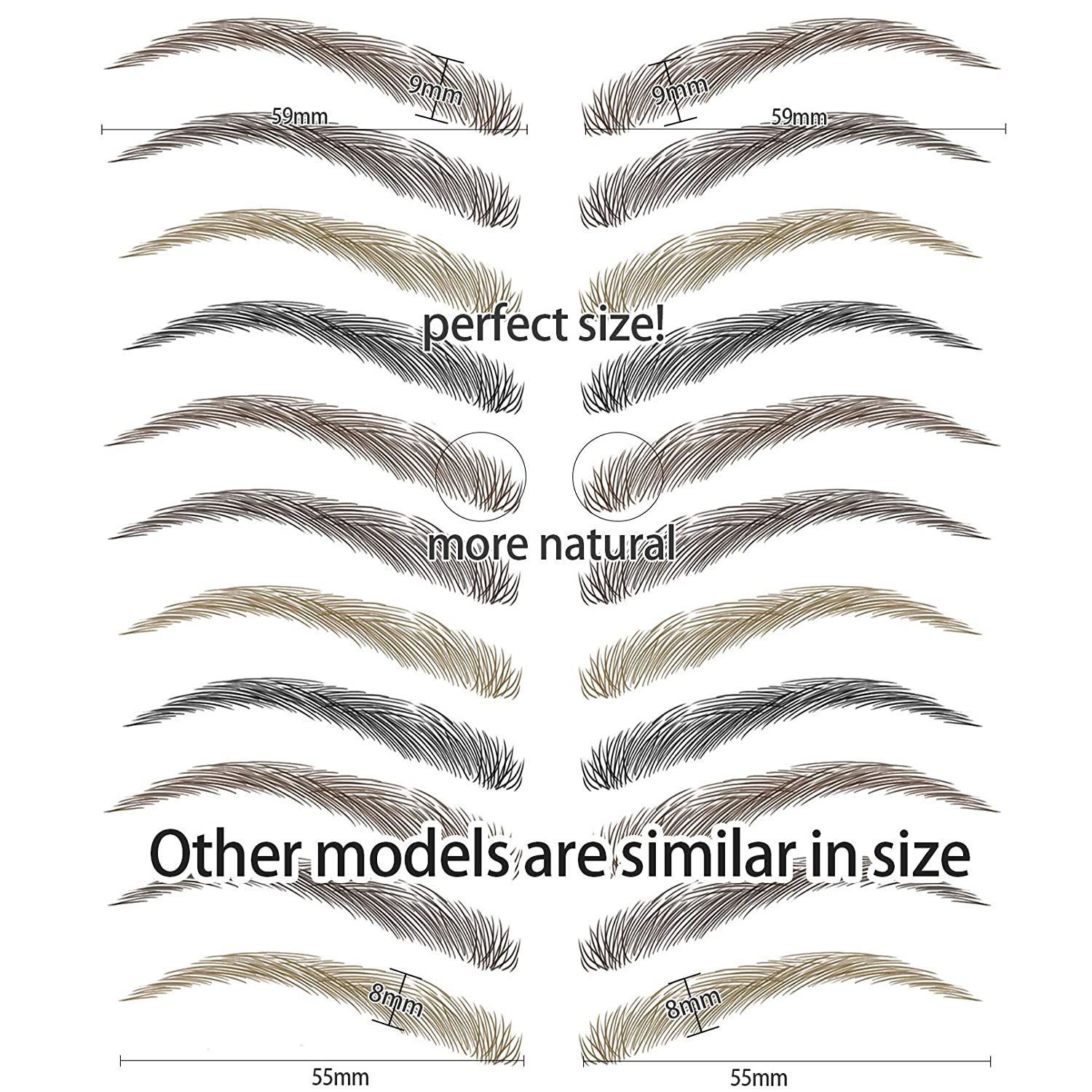 Aresvns 4D Eyebrow Tattoo 88 Pairs 4 Colors！Fake Eyebrows for Women,Multi Color Imitation Eyebrow 