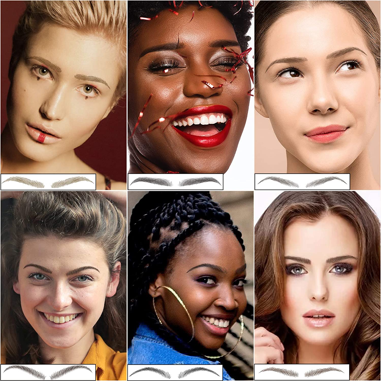 Aresvns 4D Eyebrow Tattoo 88 Pairs 4 Colors！Fake Eyebrows for Women,Multi Color Imitation Eyebrow 