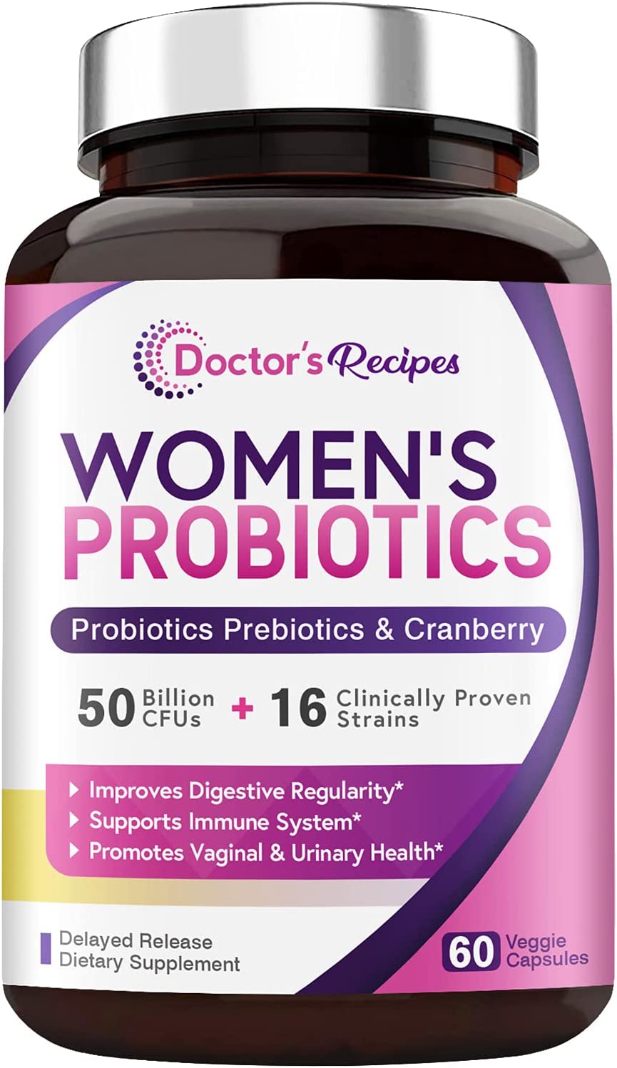 Doctor's Recipes Women’s Probiotic, 60 Caps 50 Billion CFU 16 Strains, with Organic Prebiotics Cra