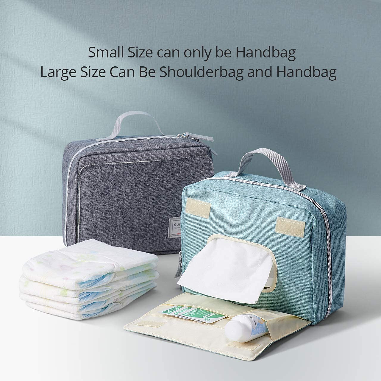 SUNVENO Nappy Changing Bag Waterproof - Diaper Changing Bag (Handbag & Messenger Bag 2 Mode), Stain