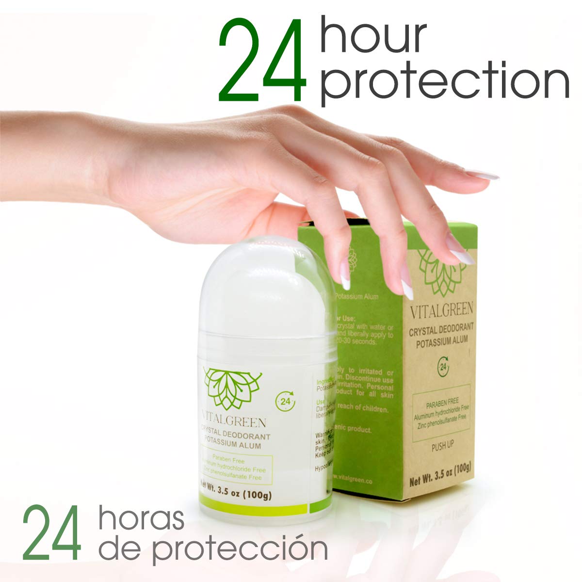 Vital Green Crystal Potassium Alum Deodorant Unscented Mineral