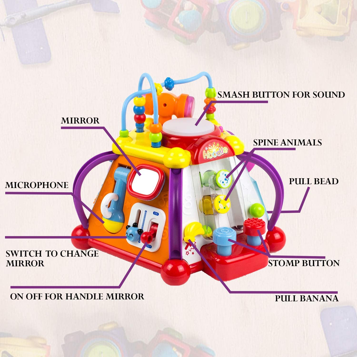 Toysery Baby Activity Center – Toddler Kids Learning Cube with Lights, Skill Development 15 in 1 F