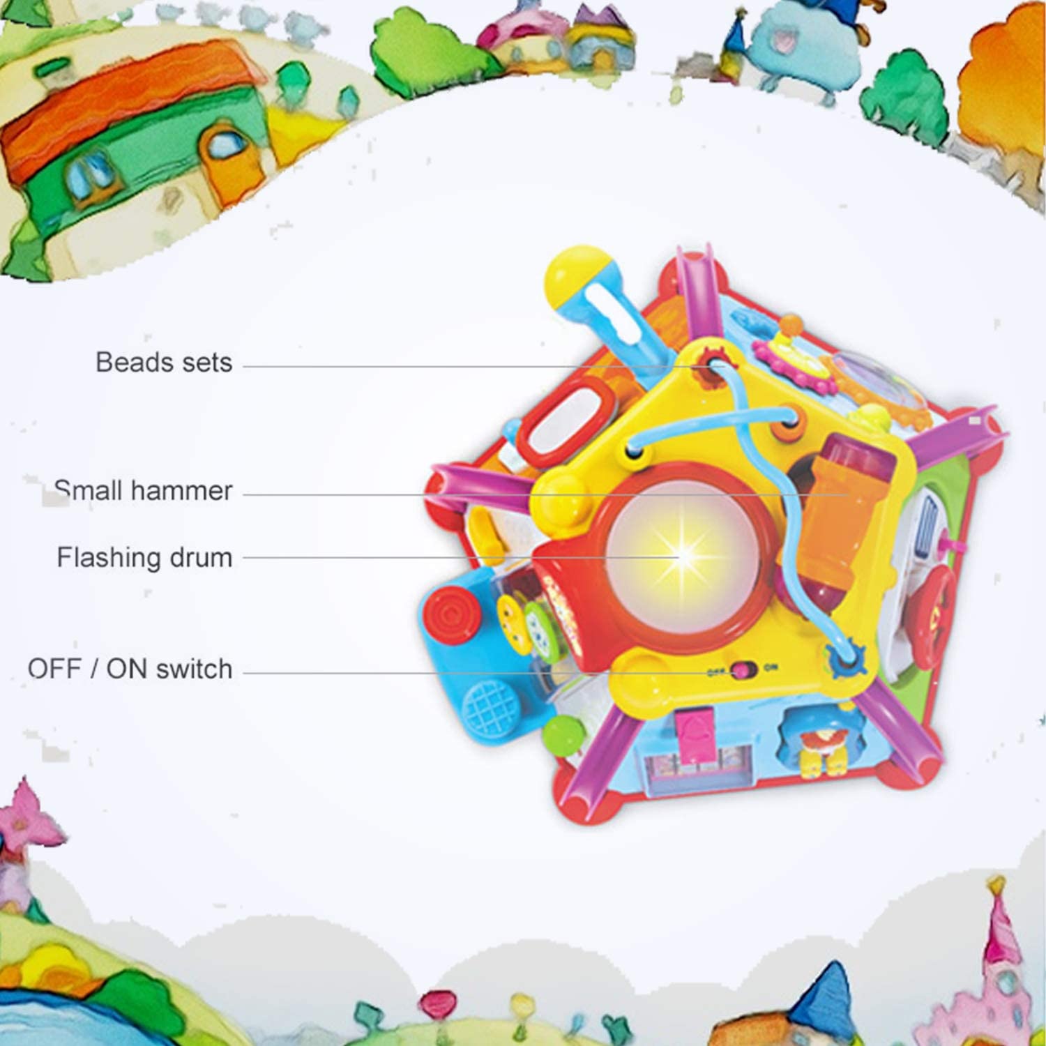 Toysery Baby Activity Center – Toddler Kids Learning Cube with Lights, Skill Development 15 in 1 F