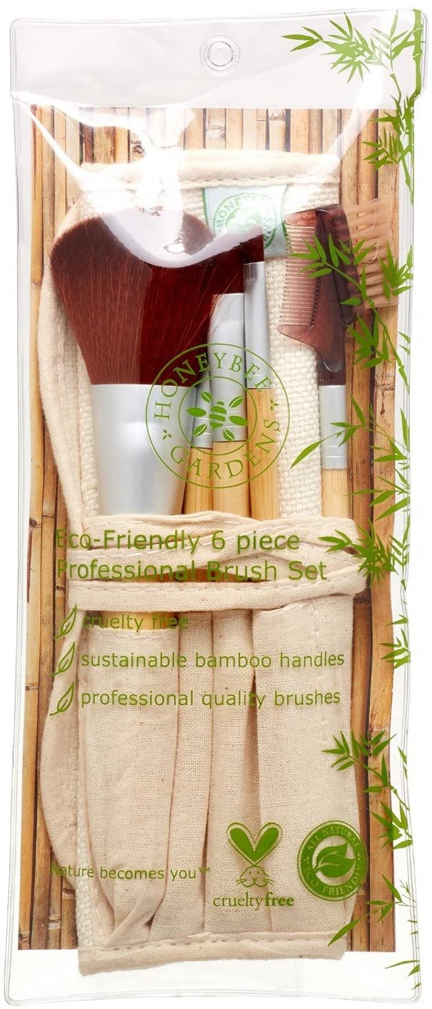 Honeybee Gardens Eco Friendly Professional Cosmetic Brush Set | Cruelty Free | Sustainable Bamboo Ha