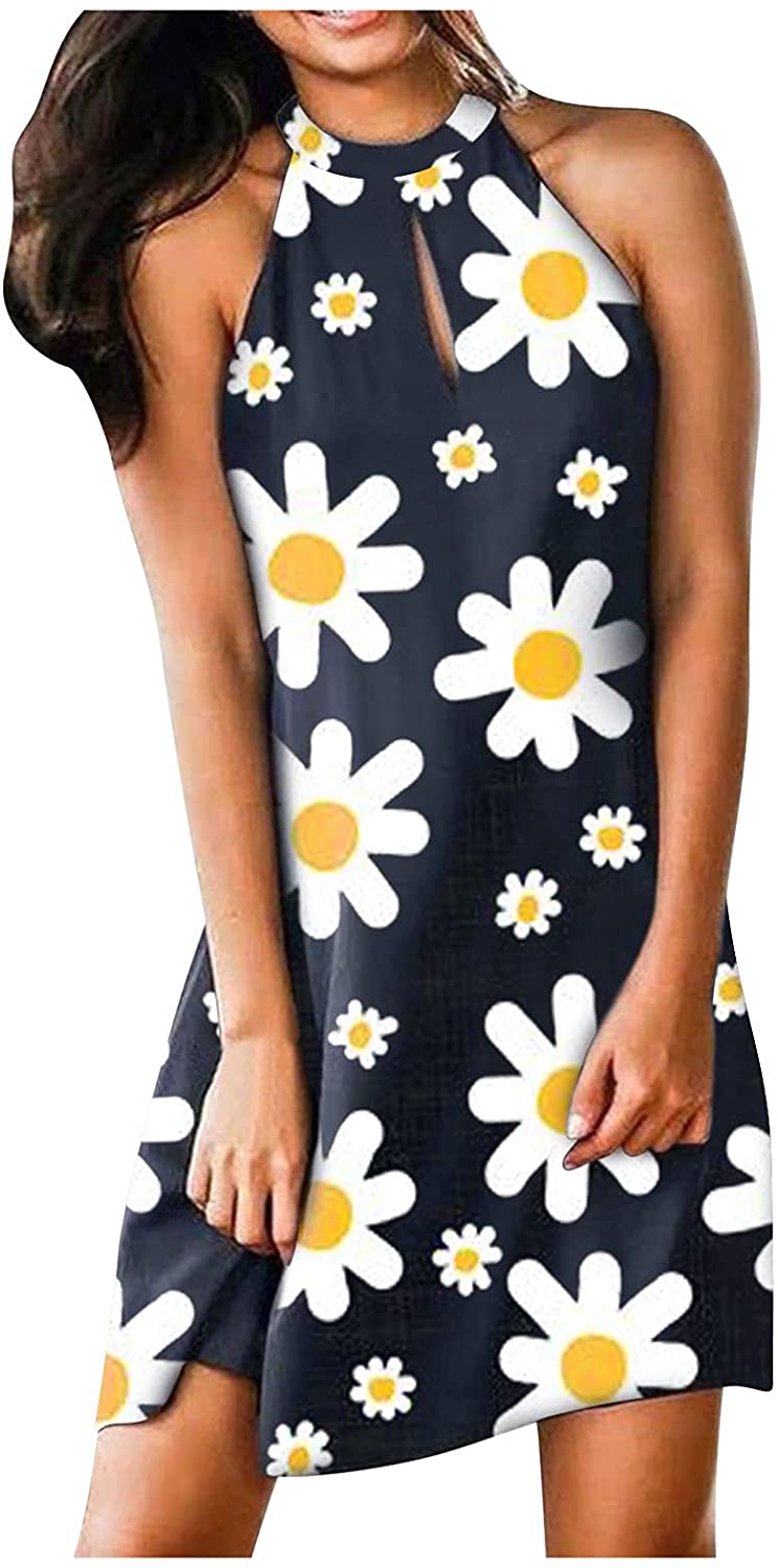 WYTong Women Summer Casual Round Neck T Shirt Dresses Beach Cover up Plain Tank Dress Sling Dress