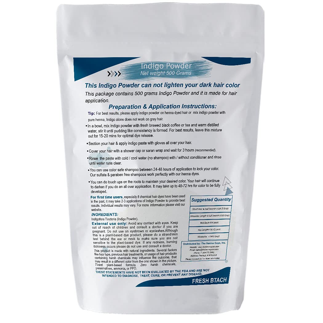 500 Grams / 1.2 lbs INDIGO POWDER For Hair Dye/Color - The Henna Guys