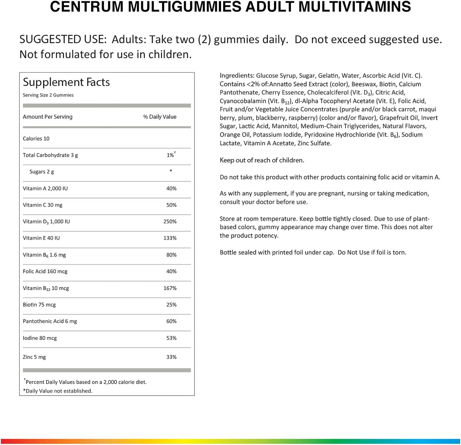 Centrum MultiGummies Multivitamin / Multimineral Supplement Gummies