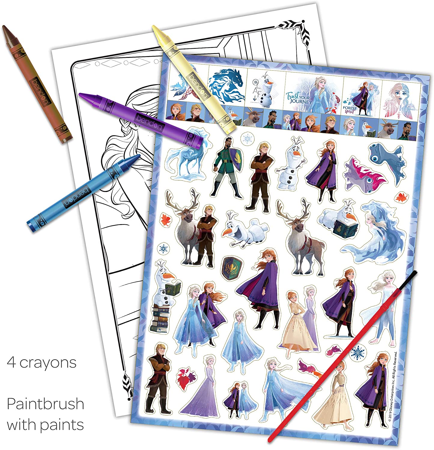 Disney Frozen 2 Anna 128-Page Color and Paint Activity Book with 8 Paints, 4 Crayons and Stickers 45