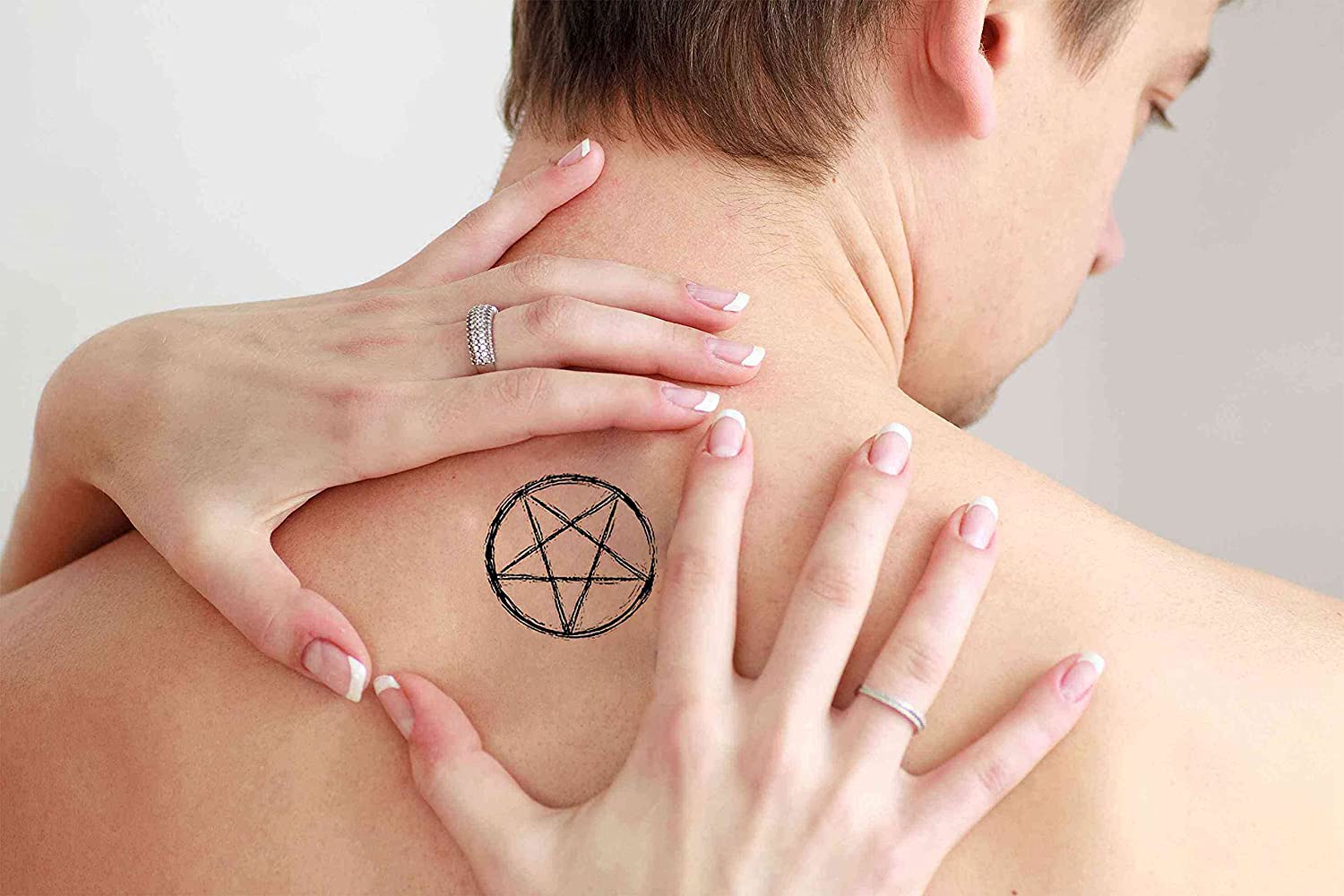 6 Sheets Temporary Tattoos Occult Symbol Reversed Pentagram over White Background Pentacle Illust Te