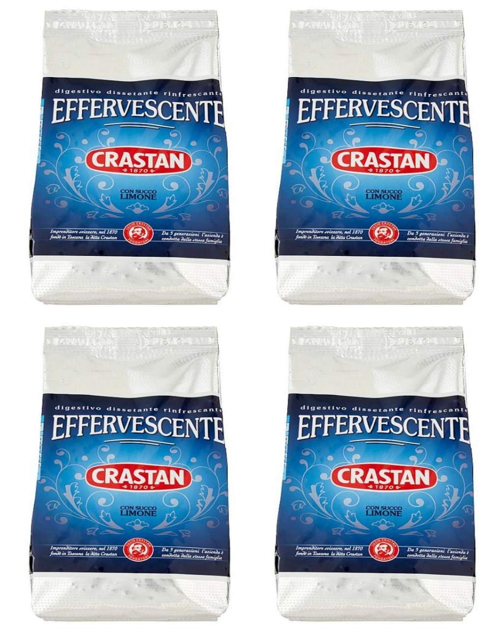 Crastan Effervescente Effervescent Antacid Granules with Lemon Juice 150g 5.29oz, Pack of 4