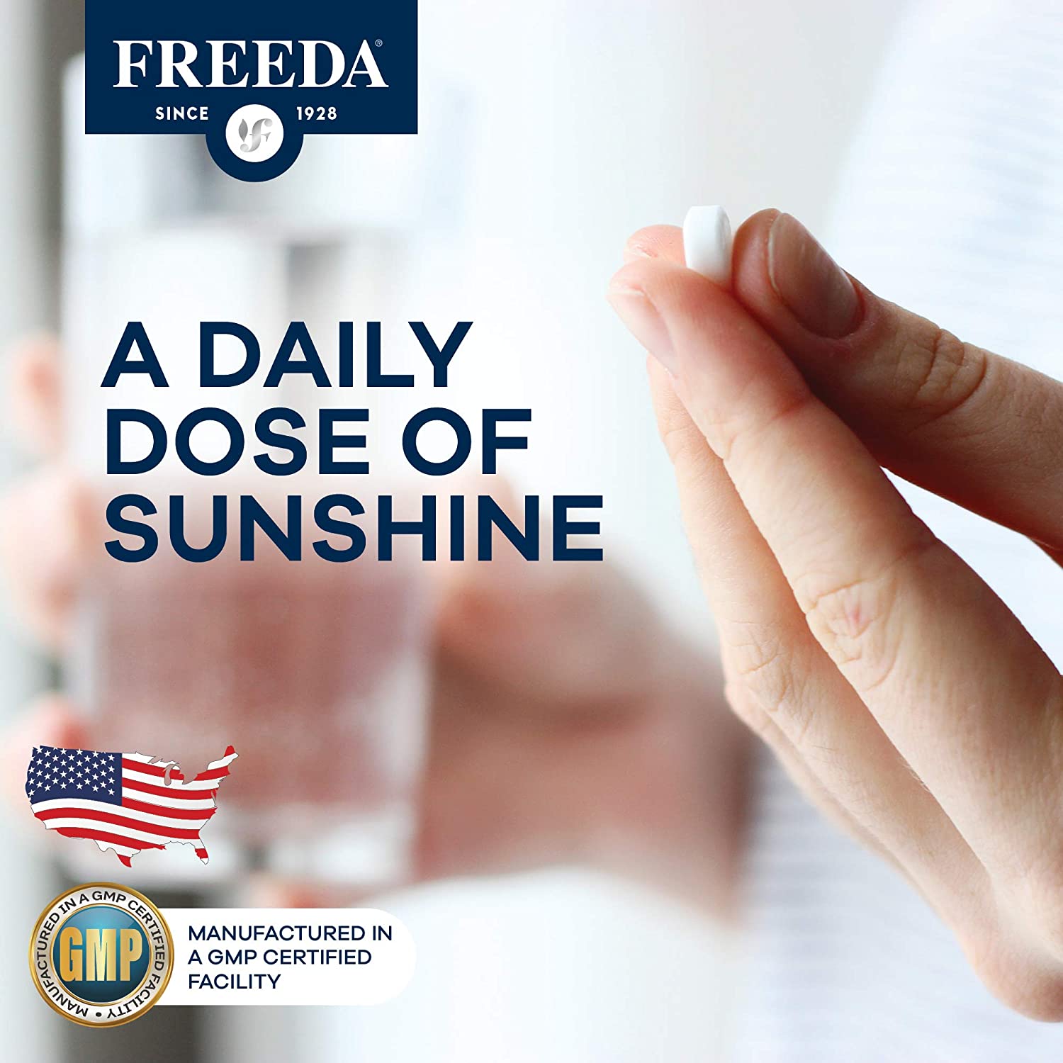 Freeda Vitamin D3 - 5000 IU - Pure High Potency Kosher Supplement Tablets - Bone and Muscle Health,