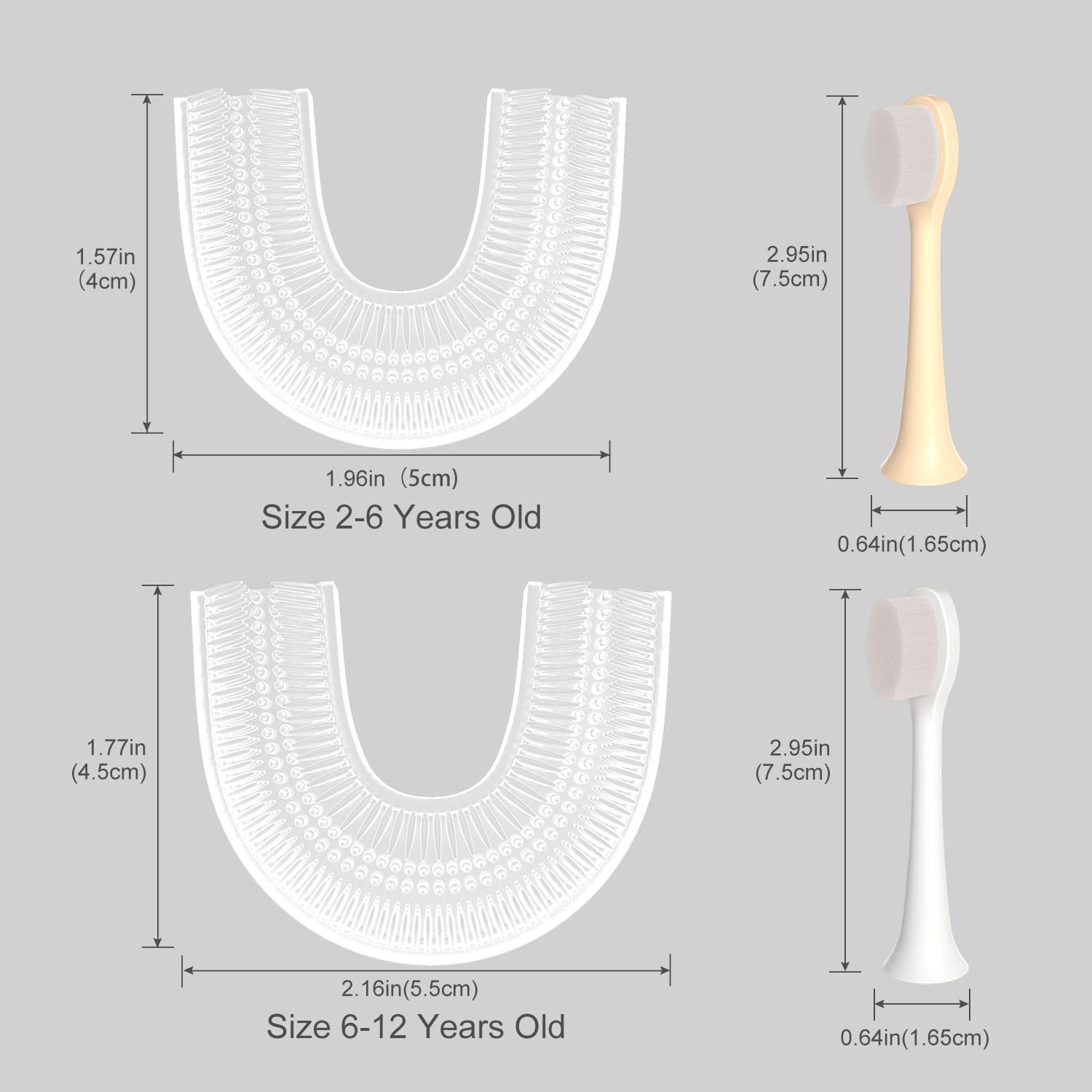 NOHOO U-shapaed Whole Mouth Toothbrush Head and Soft Bristles Toothbrush Head for NOHOO Kids Electri