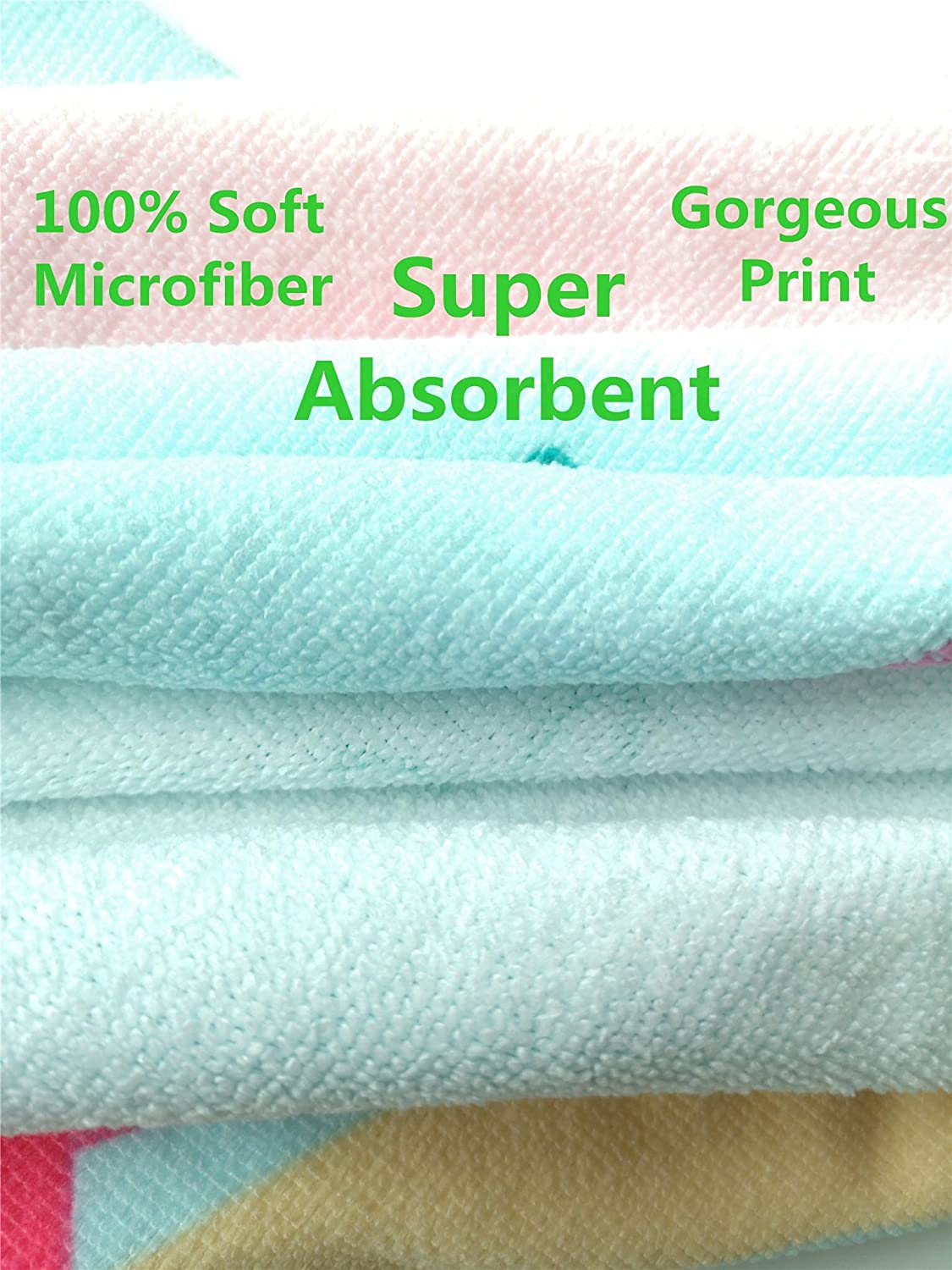 Athaelay Super Soft Microfiber Hooded Towel for 12M-6T Toddlers Kids Girls Bath / Pool / Beach / Swi