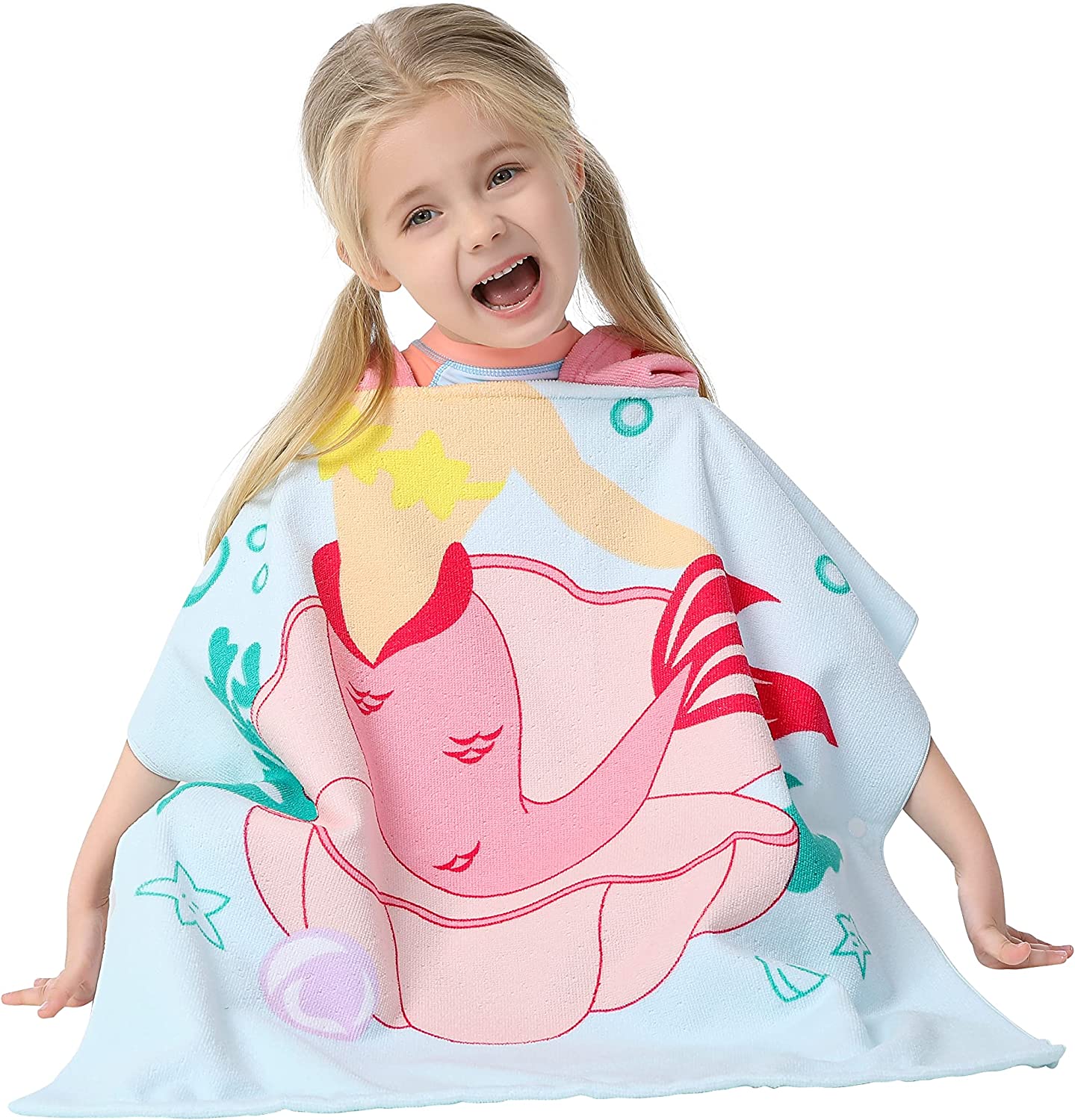 Athaelay Super Soft Microfiber Hooded Towel for 12M-6T Toddlers Kids Girls Bath / Pool / Beach / Swi