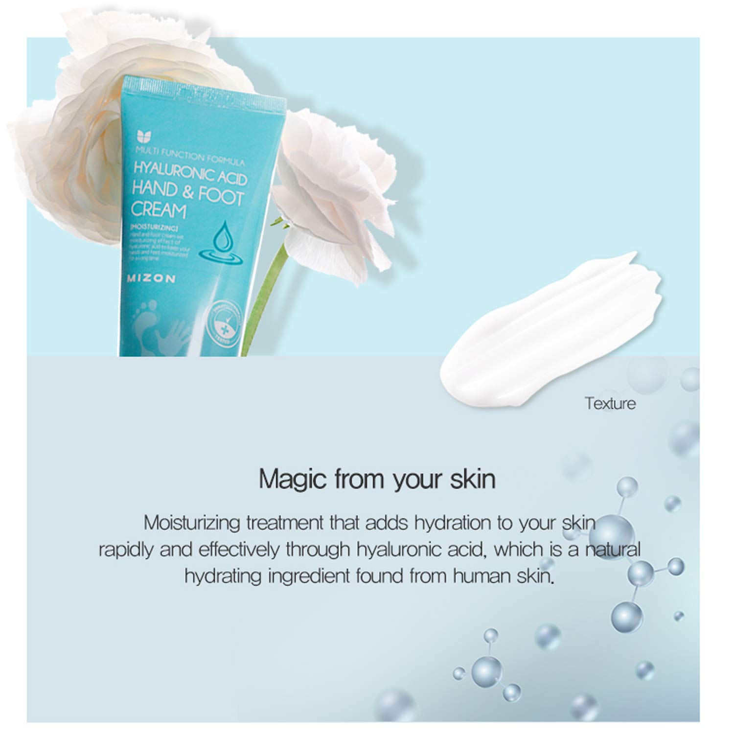 Mizon Hand Cream for Dry Cracked Hands, Elbows, and Heels, with Hyaluronic Acid, Instant Hydration f