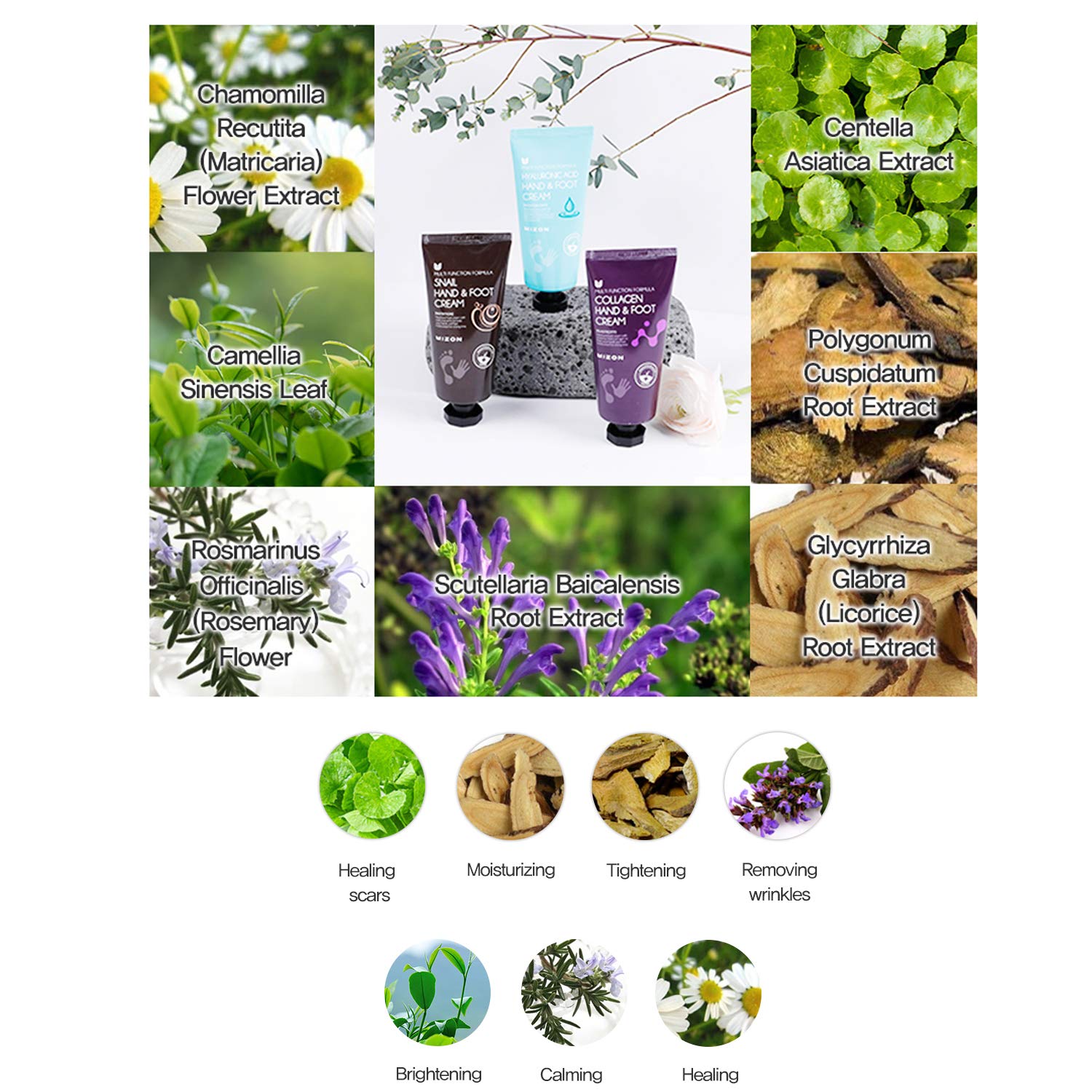 Mizon Hand Cream for Dry Cracked Hands, Elbows, and Heels, with Hyaluronic Acid, Instant Hydration f