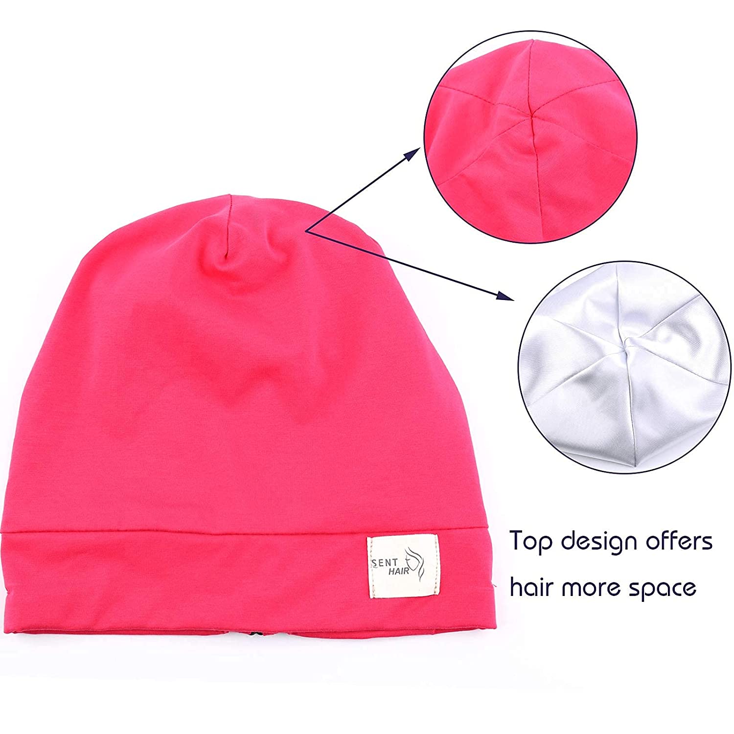 Sent Hair Kids Satin Lined Bonnet Silk Slouchy Beanie for Natural Hair Adjustable Sleep Bonnet Slap 