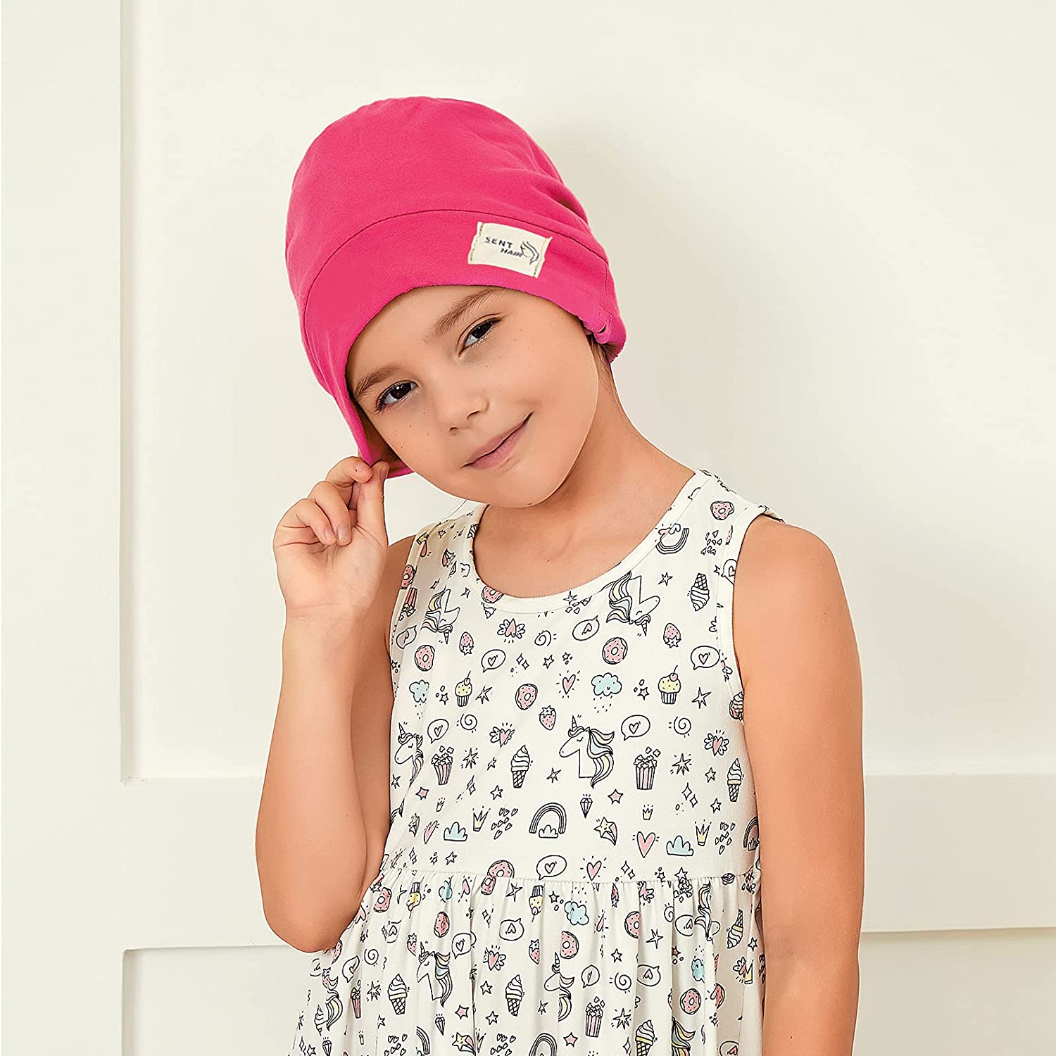 Sent Hair Kids Satin Lined Bonnet Silk Slouchy Beanie for Natural Hair Adjustable Sleep Bonnet Slap 