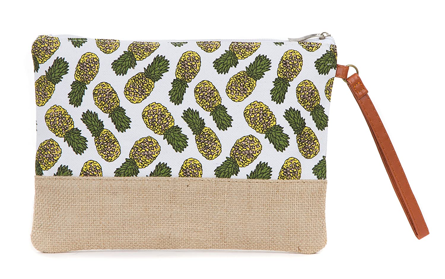 Cotton Canvas Two-Tone Cosmetic Bag Make Up Clutch Bag (10.5