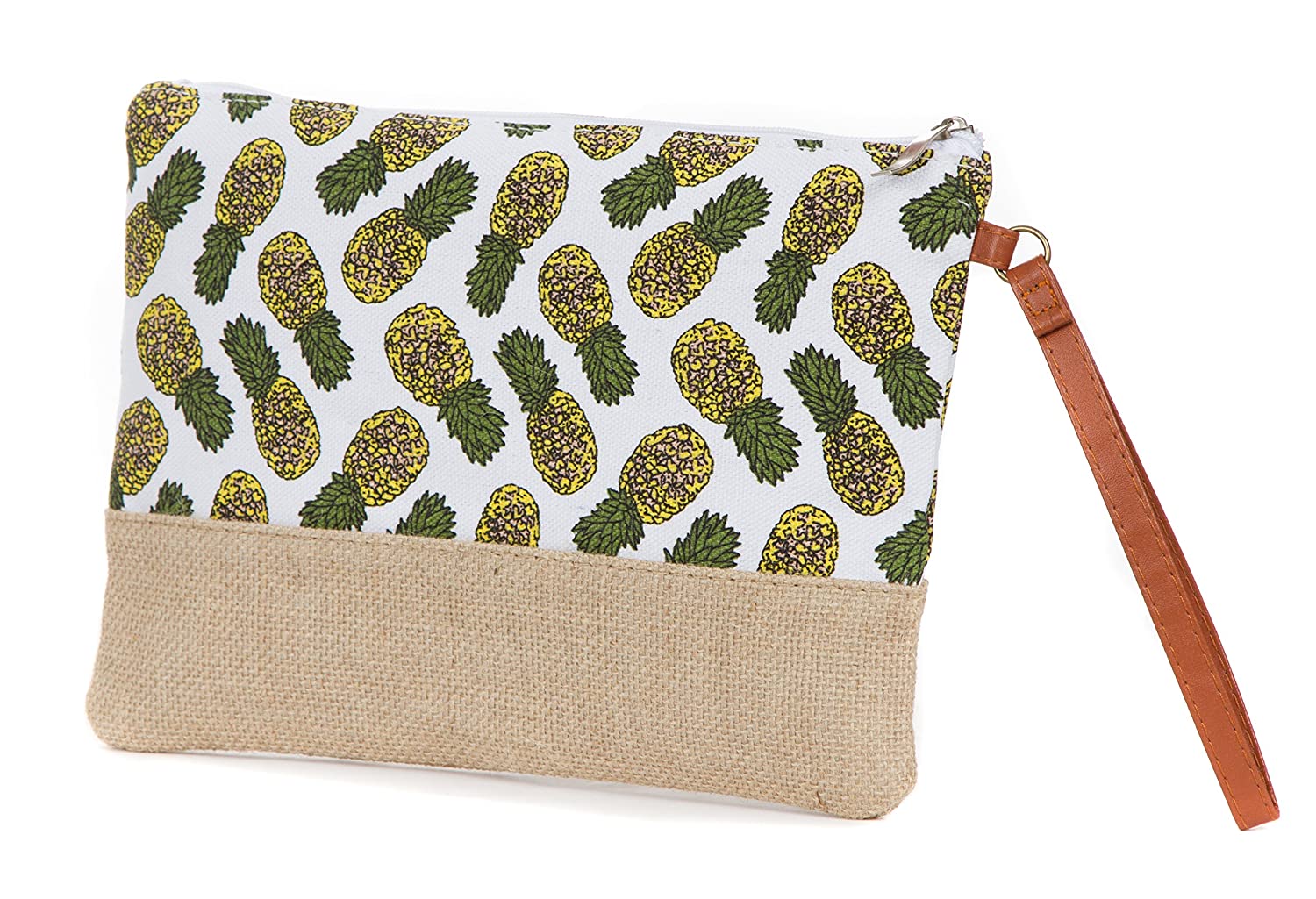 Cotton Canvas Two-Tone Cosmetic Bag Make Up Clutch Bag (10.5