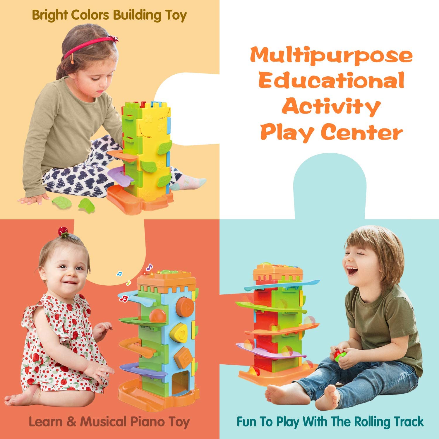 LUKAT Activity Cube Musical Toddlers Toys, 4 in 1 Piano Toy Keyboard for Toddlers, Preschool Educati