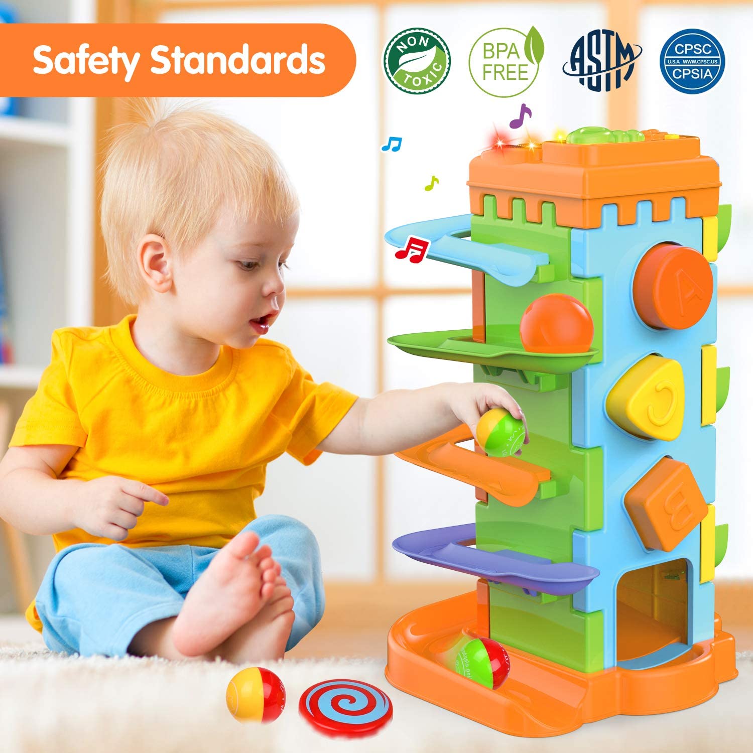 LUKAT Activity Cube Musical Toddlers Toys, 4 in 1 Piano Toy Keyboard for Toddlers, Preschool Educati