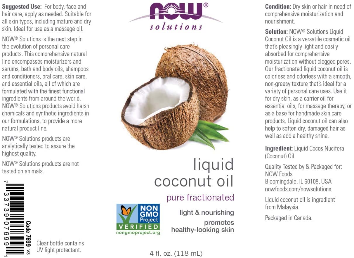 NOW Solutions Liquid Coconut Oil, 4 Fl Oz
