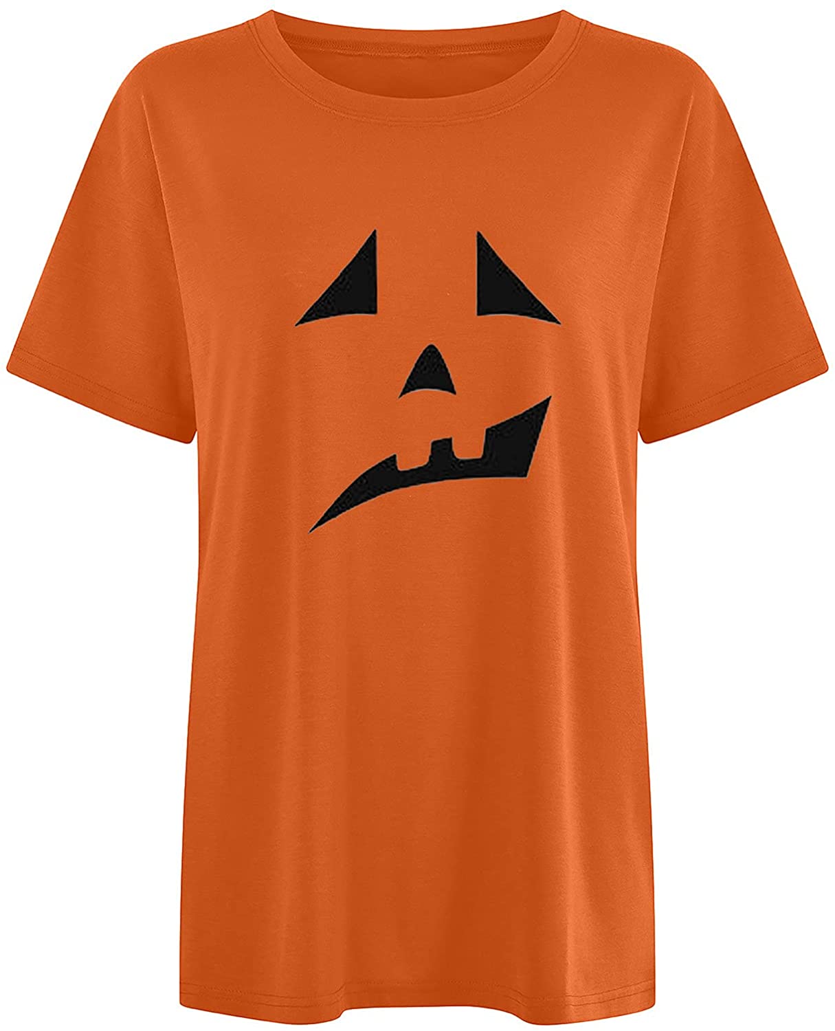 Halloween Oversized T Shirts for Women Pumpkin Print Gothic Costume Loose Graphic tees Crewneck Shor