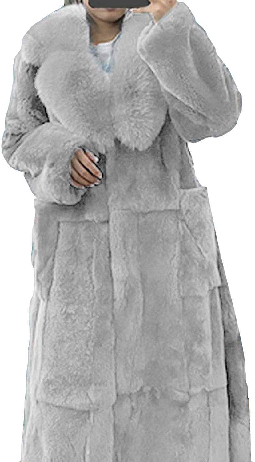 Dosoop Women Winter Warm Luxury Faux Furs Coat Outerwear Long Sleeve Faux Mink Faux Fur Plus Size Ho