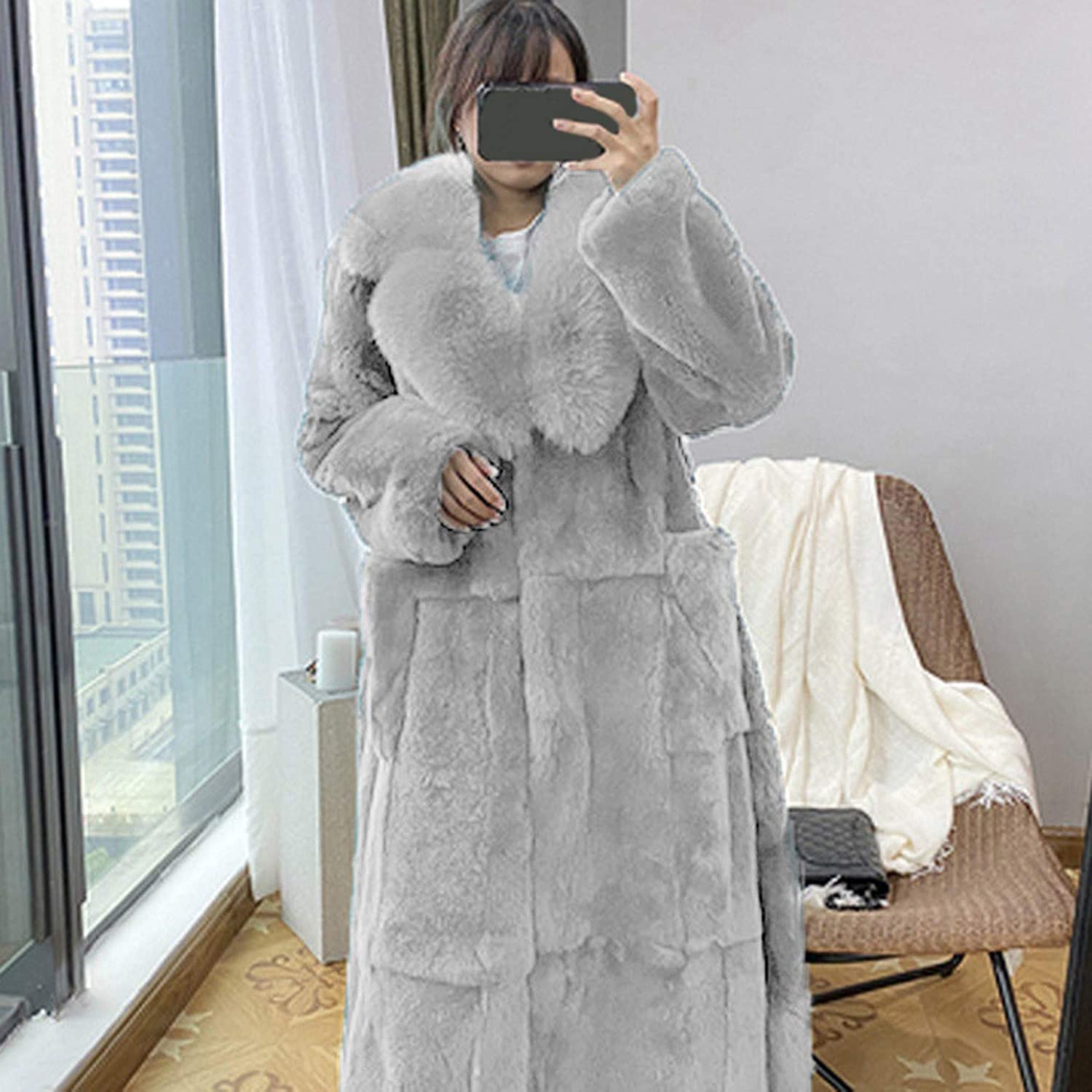 Dosoop Women Winter Warm Luxury Faux Furs Coat Outerwear Long Sleeve Faux Mink Faux Fur Plus Size Ho