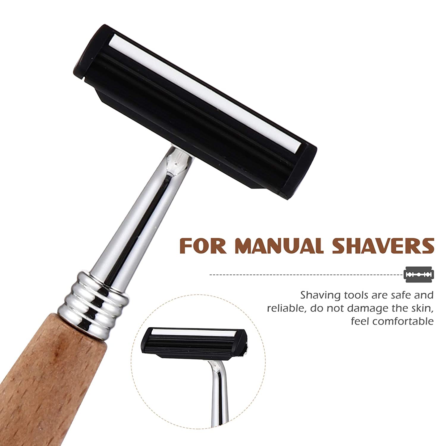 Beaupretty Safety Shaving Razor Reusable Eco Friendly Razor with Long Natural Bamboo Handle Wood Saf