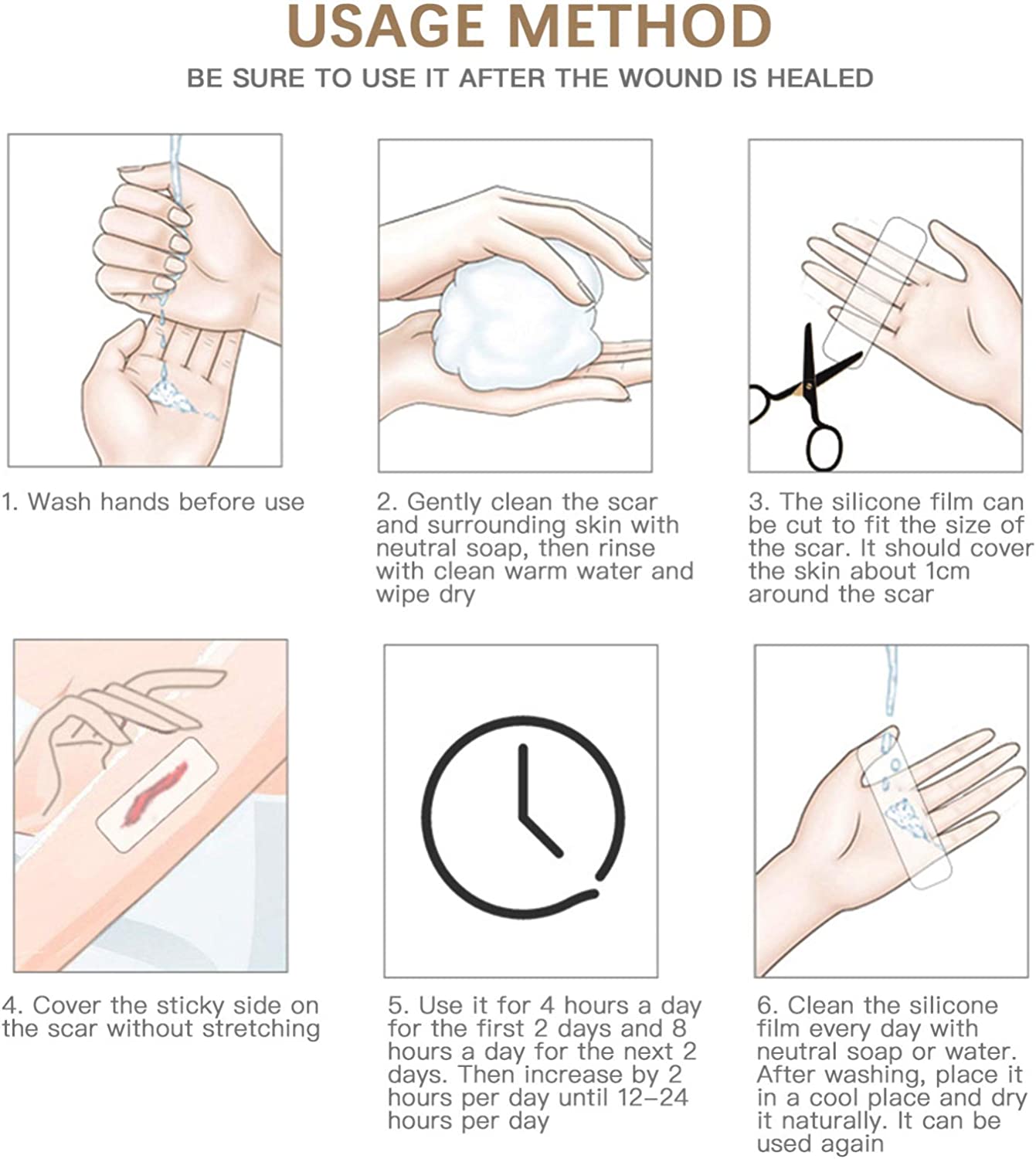 Healifty Silicone Scar Sheets CICA Care Gel Sheet Waterproof Scar Removal Stickers Wound Repair Desa