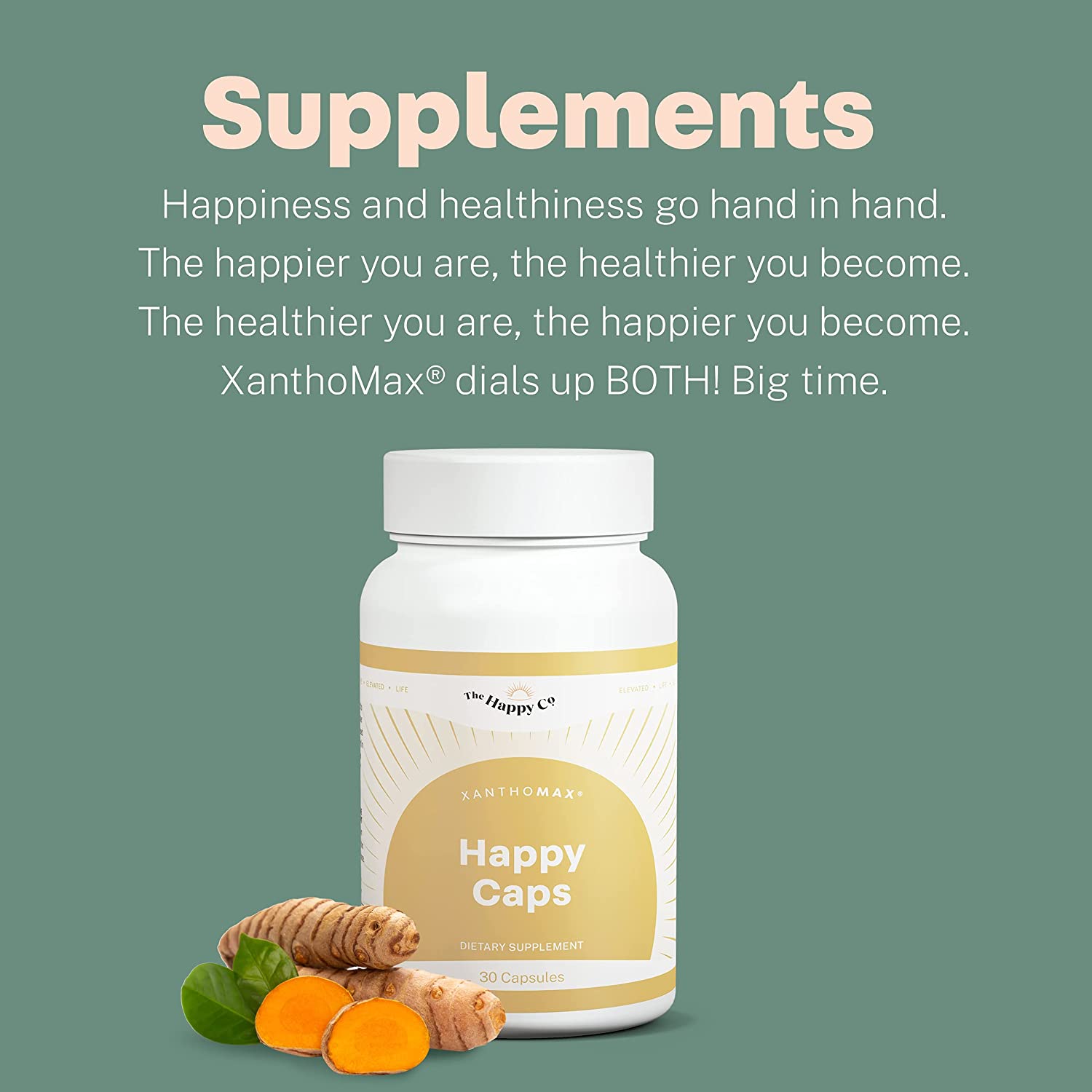 The Happy Co. XanthoMax Happy Caps - Xanthohumol Wellness Supplement to Boost Oxytocin - with Turmer