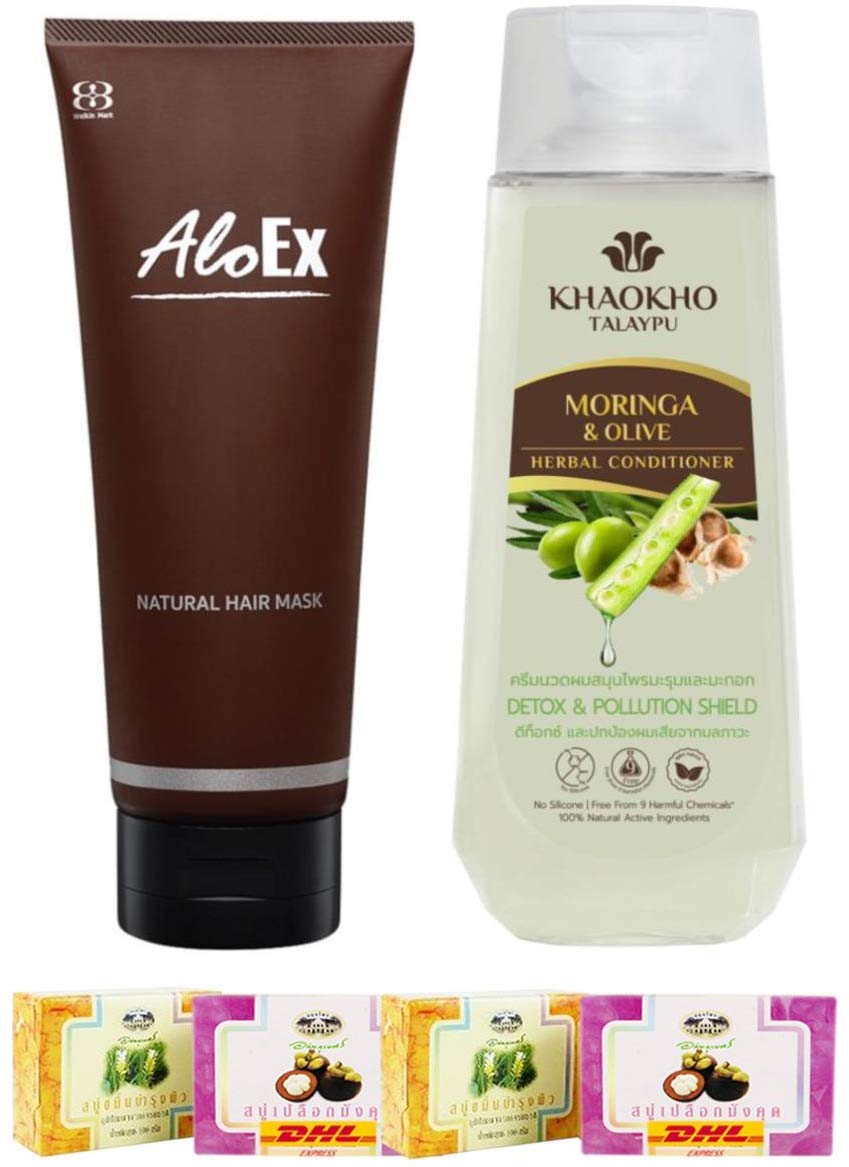 Set A69 AloEx Hair Natura Hair Mask 200g. Khaokho Talaypu Moringa Olive Herbal Conditioner DHL EXPRE