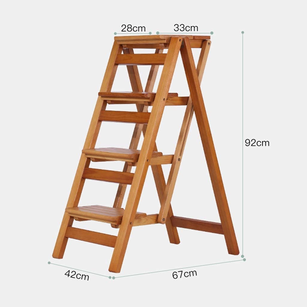 DINGZXC Step Stool Wood Stepstool, Foldable Living Room Bar Stool, Portable Cloakroom Kitchen Office
