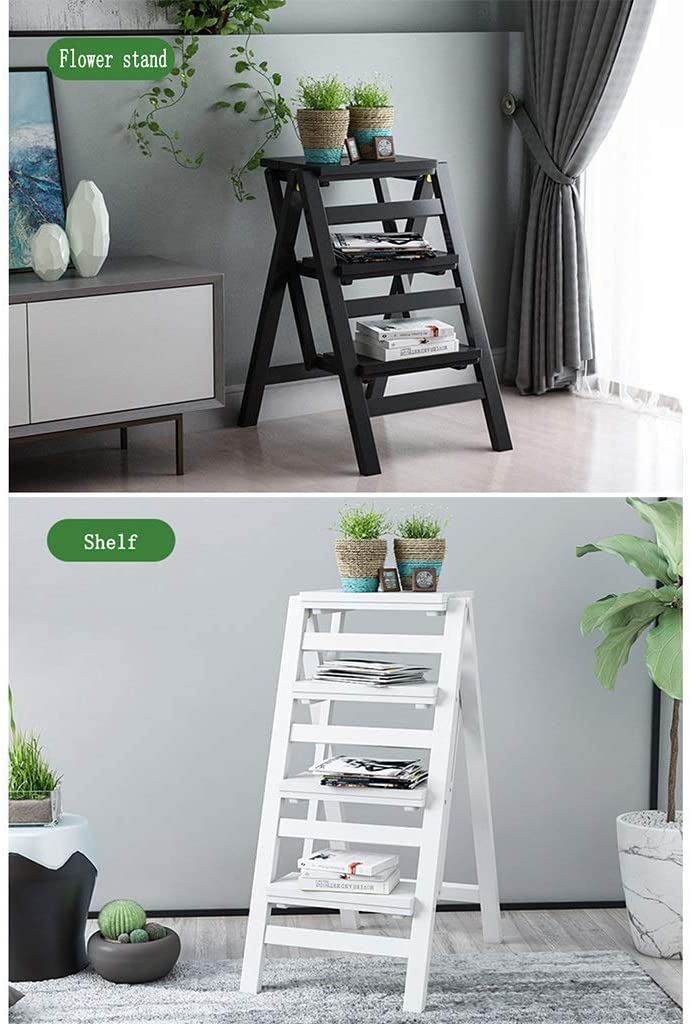 DINGZXC Step Stool Wood Stepstool, Foldable Living Room Bar Stool, Portable Cloakroom Kitchen Office