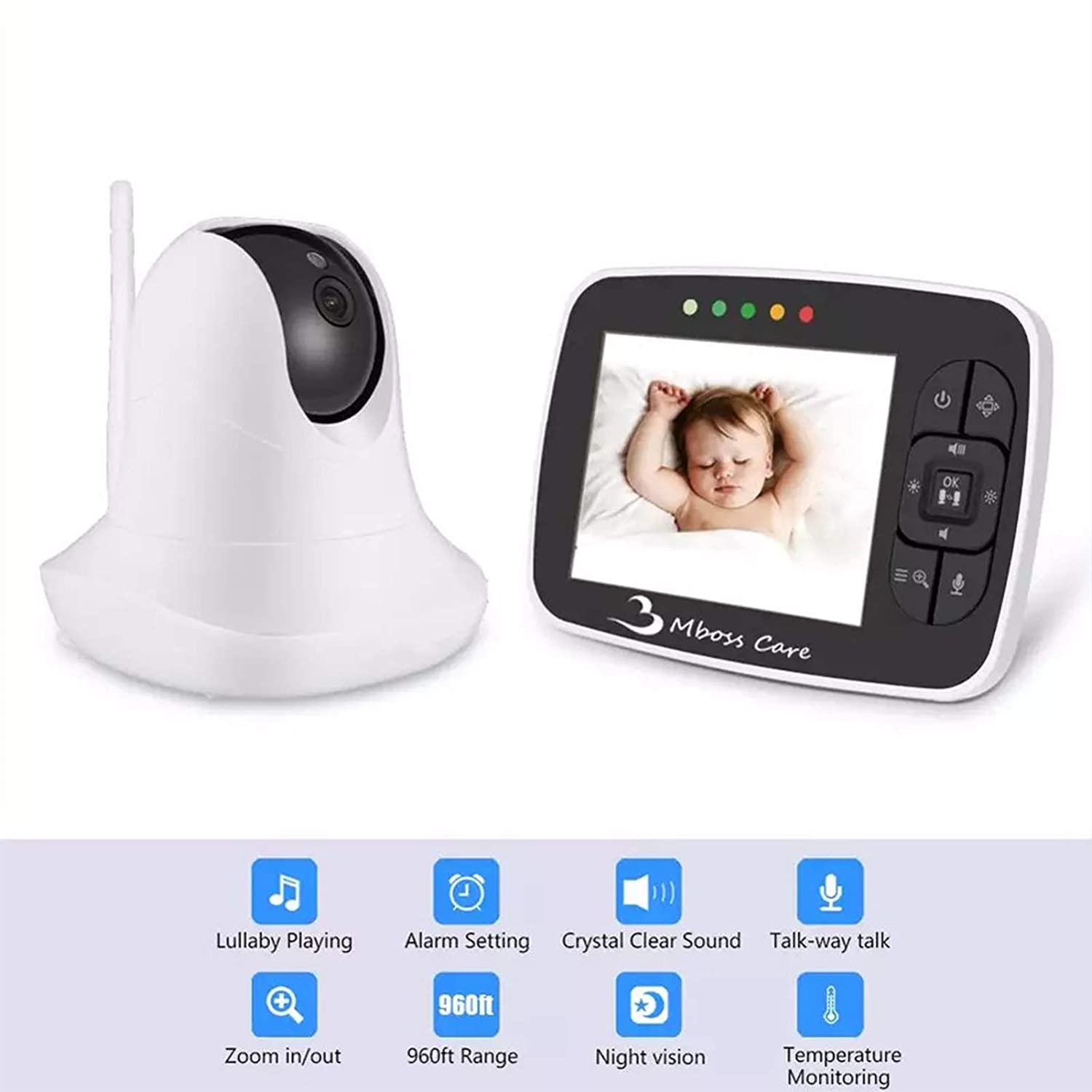 3.5 Inch Video Baby Monitor with Camera and Audio Portable Wireless Smart Baby Camera Infared Night
