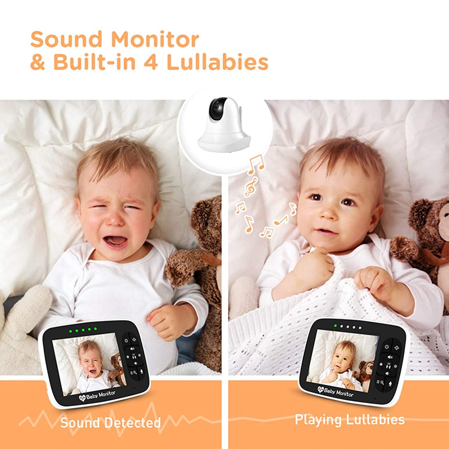 3.5 Inch Video Baby Monitor with Camera and Audio Portable Wireless Smart Baby Camera Infared Night