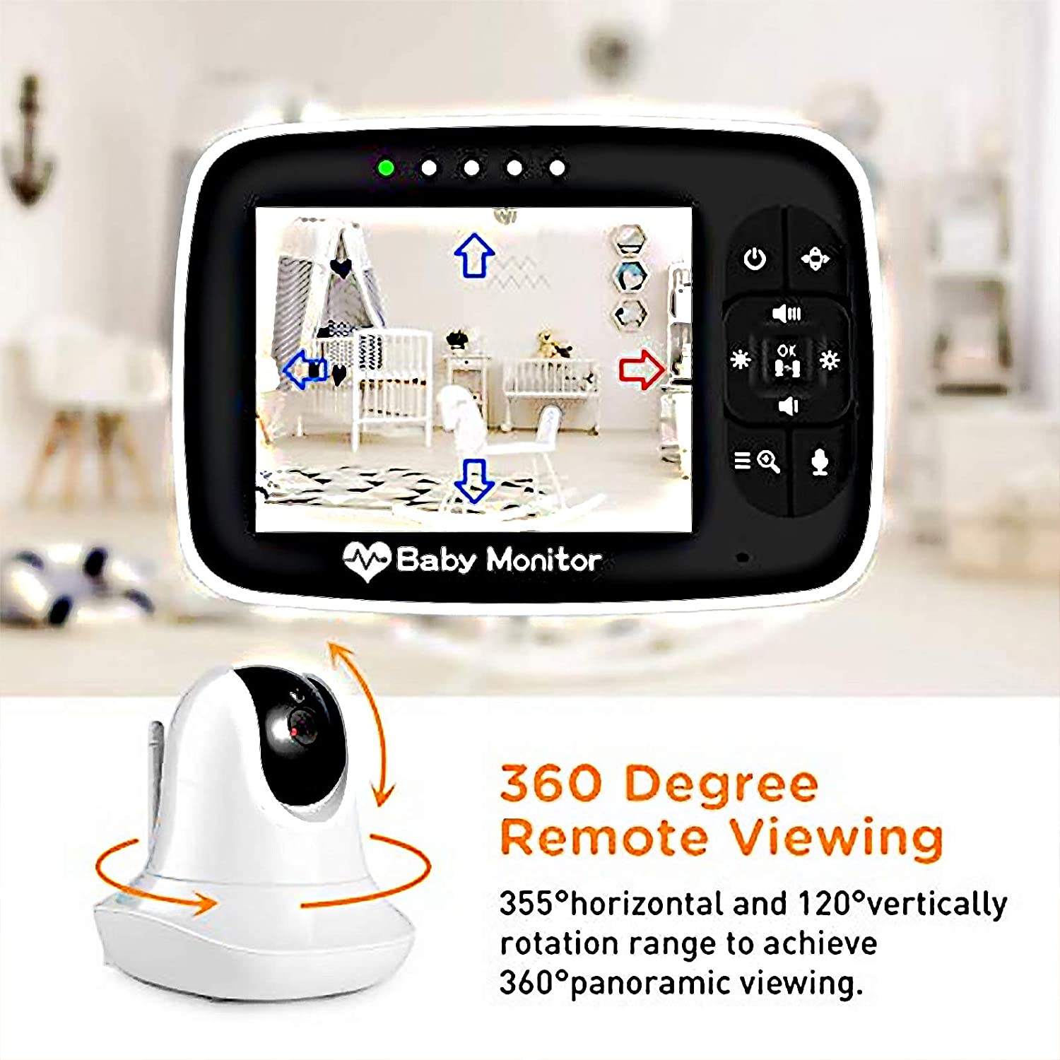 3.5 Inch Video Baby Monitor with Camera and Audio Portable Wireless Smart Baby Camera Infared Night