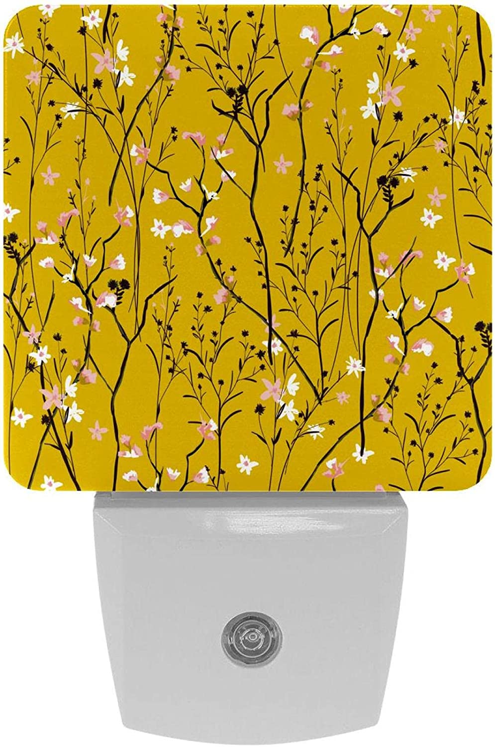 Little Flower Pink White Yellow Background Night Lights Indoor,Wall Decorative Nightlights for Bedro