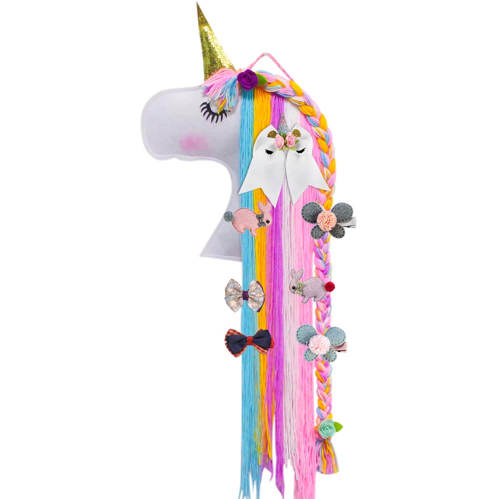 Unicorn Hair Clips Holder, Girl Women Fringe Hair Bows Headband Storage Organizer Unicorn Theme Part