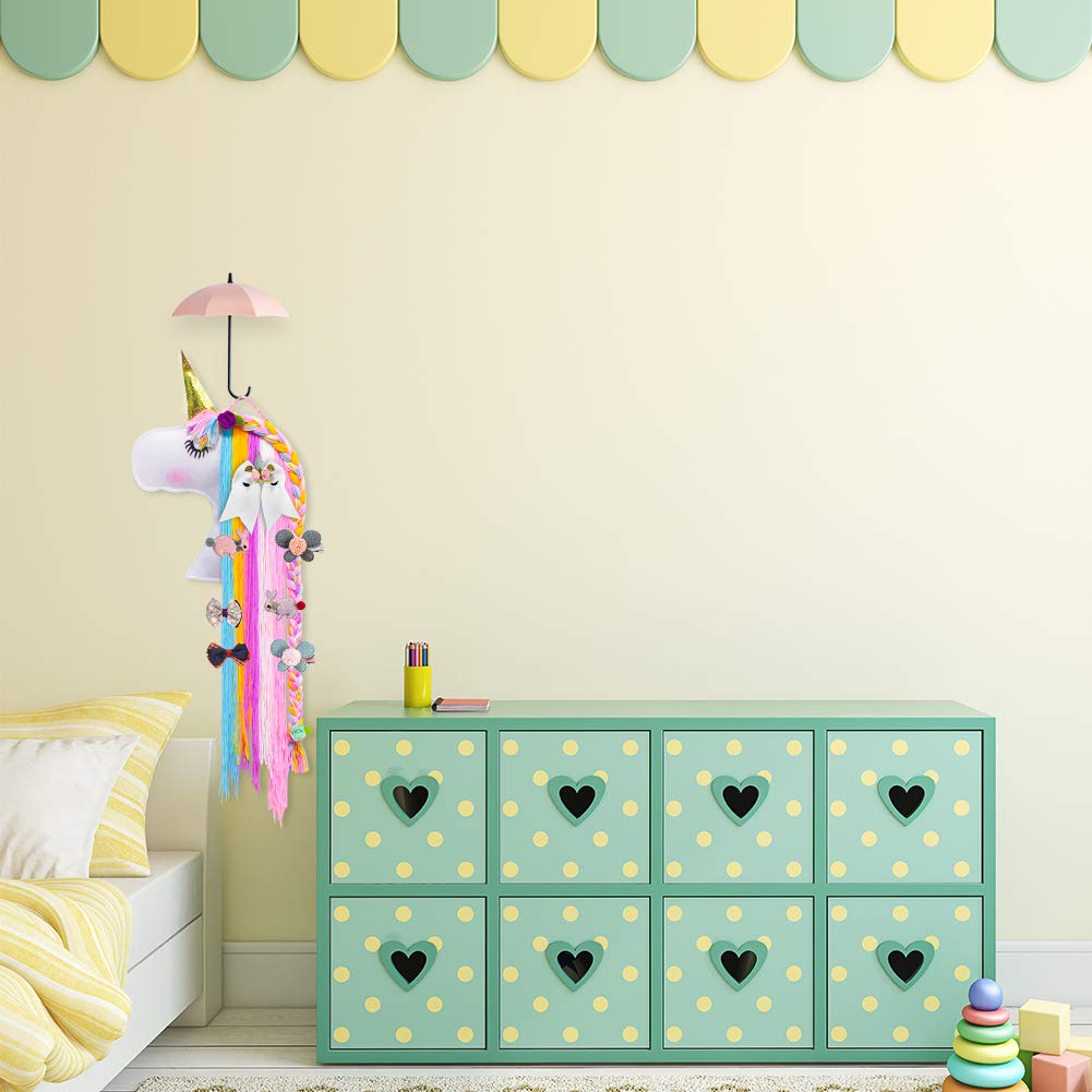 Unicorn Hair Clips Holder, Girl Women Fringe Hair Bows Headband Storage Organizer Unicorn Theme Part