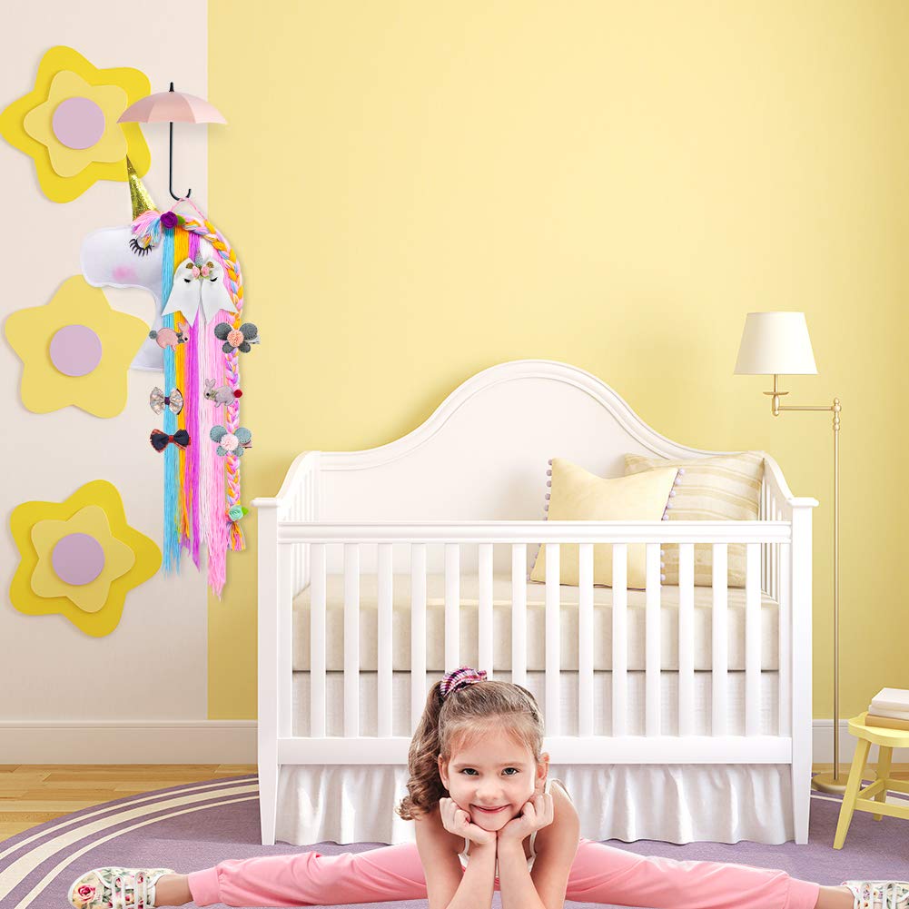 Unicorn Hair Clips Holder, Girl Women Fringe Hair Bows Headband Storage Organizer Unicorn Theme Part