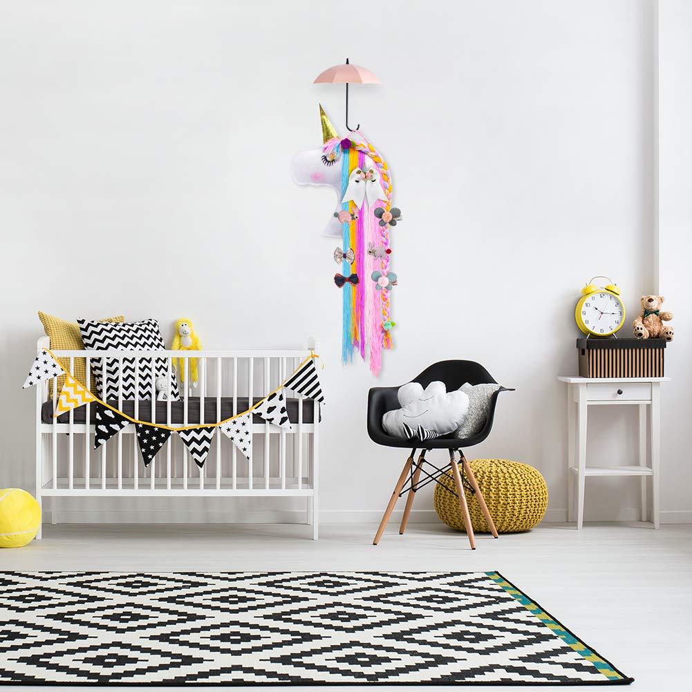 Unicorn Hair Clips Holder, Girl Women Fringe Hair Bows Headband Storage Organizer Unicorn Theme Part